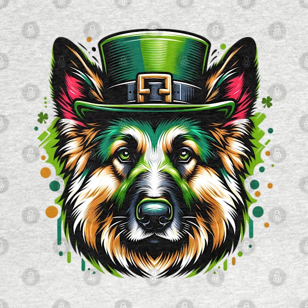 Vibrant German Shepherd Dog Celebrates Saint Patrick's Day by ArtRUs